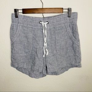 Athleta Linen Striped Blue & White Shorts Size:6